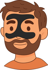 Bearded man using charcoal face mask for pore cleansing