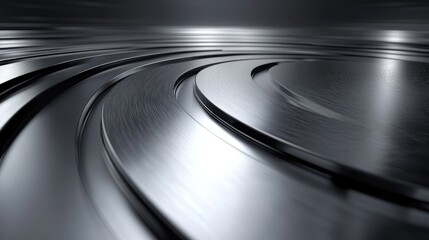 Abstract Close-up View of Curved Metallic Surfaces with Reflection