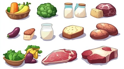 Variety of food illustration