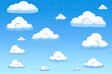 Cartoon clouds scattered across a gradient blue sky