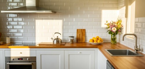 Fototapeta premium Warm and Inviting Kitchen with Natural Light