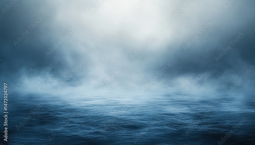 Aufkleber abstract blue foggy background with light streaks and water reflections creates a mysterious atmosph