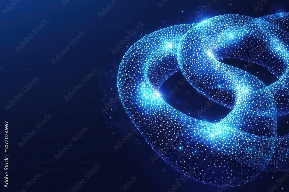 Aufkleber Abstract Blue Particle Swirl on Dark Background with Glowing Dots Digital Design for Modern Futuristic Art and Technology