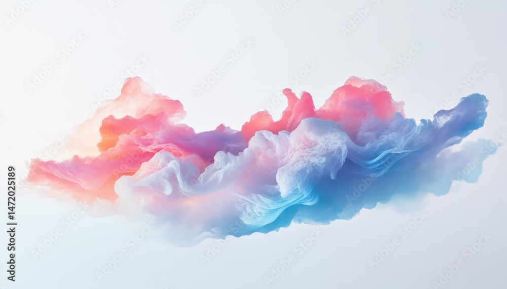 Aufkleber abstract cloud formation pink and blue hues rendering on white background digital art design with vi