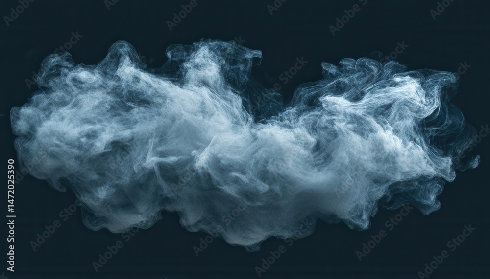 Aufkleber Abstract Cyan Smoke Cloud Floating on a Dark Background Rendered with Dynamic Flow and Particle Effects for Modern Design and Creative Art