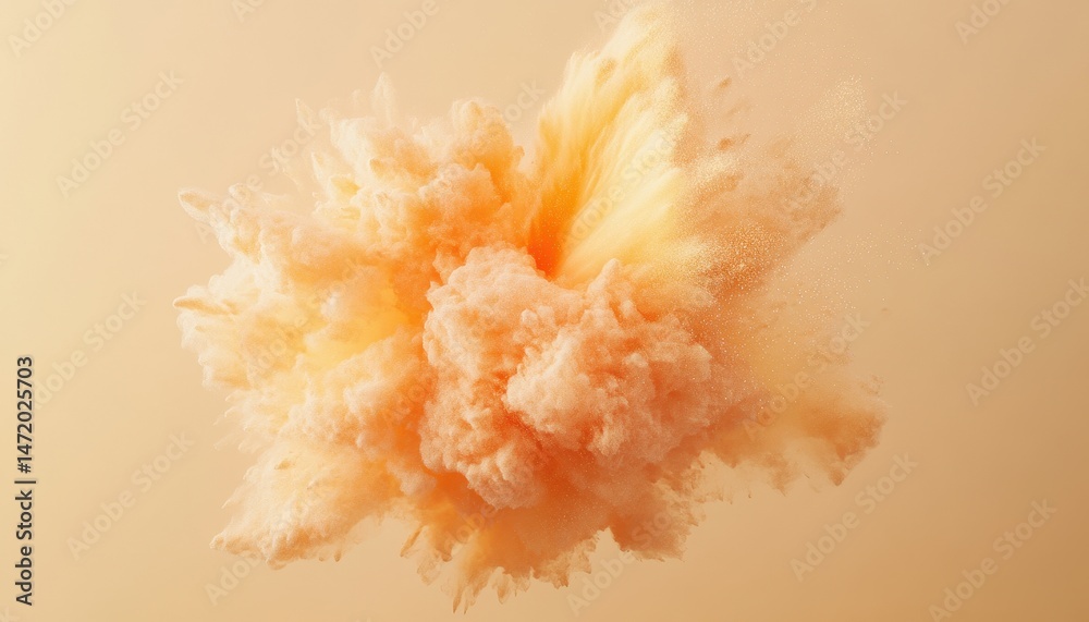 Aufkleber abstract explosion of beige powder creating a dynamic cloud in a studio with smooth texture and deli