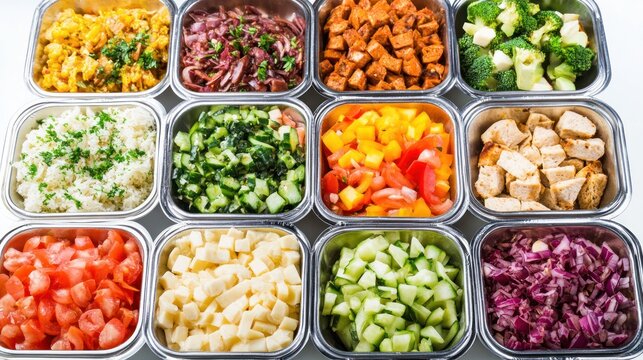 Variety of fresh ingredients for customizable bowls