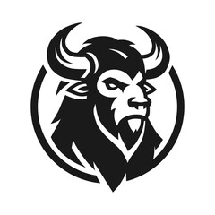 Stylized Bison Head Logo in a Circular Frame
