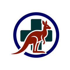 Kangaroo and Cross Logo for Medical and Veterinary Services