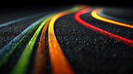 Abstract Colorful Lines on Dark Textured Surface Rainbow Hues Dynamic Design