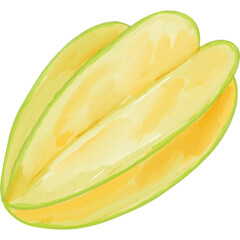 Star Fruit Watercolor Illustration