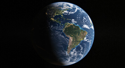 Earth from Space: Night Lights & South America - A Stunning Visual! Planet, Galaxy, Cosmos