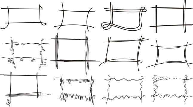 Hand Drawn Rectangle Frames Set