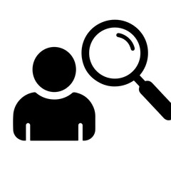 Flat Black Recruitment Icon on Transparent Background – Minimal Vector of Hiring Process and Candidate Search