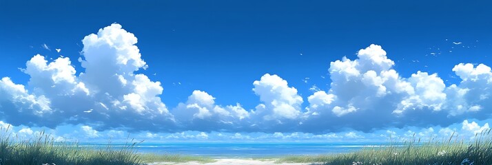 Cloudscape Above Shore with Sea