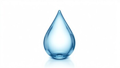 Obraz premium A clear blue water droplet on a white background.