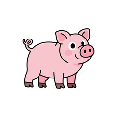 Beautiful pig standing on a vector art illustration