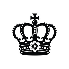  A black silhouette of minimalism, a royal crown , vector art illustration