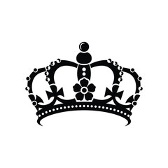  A black silhouette of minimalism, a royal crown , vector art illustration