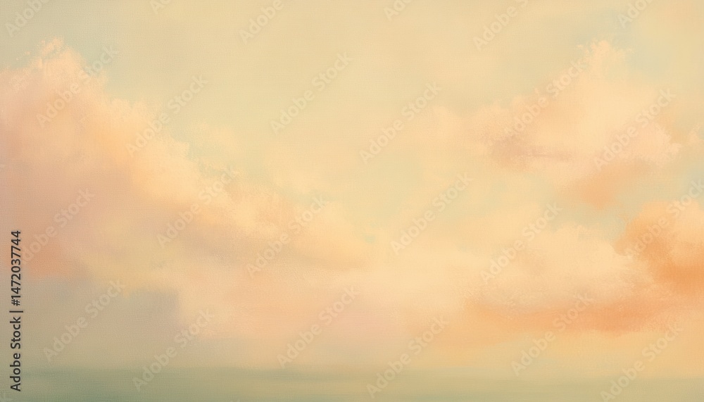 Aufkleber Pastel Sky with Soft Clouds at Sunset Delicate Hues of Pink Peach and Blue Creating a Dreamy Tranquil and Atmospheric Background for Art and Design Projects