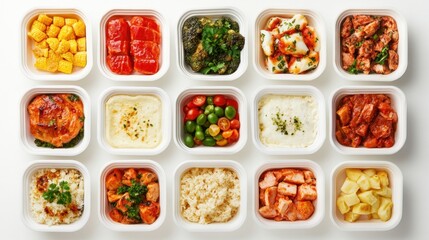 Variety of prepared meals in individual containers (5)