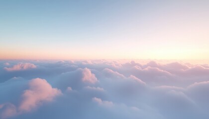 Fototapeta premium Pink and Blue Sky with Soft Fluffy Clouds at Sunrise Peaceful Aerial View
