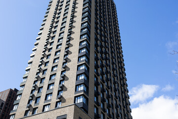 Modern residential buildings. Construction of new high-rise building