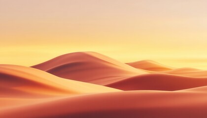 Sandy Desert Dunes with Golden Sunlight and Wavy Patterns Under Warm Sky at Sunset in North Africa