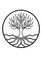Clean Line Tree Root Icon on White Background