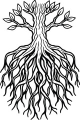 Exposed Tree Roots Icon on White Background