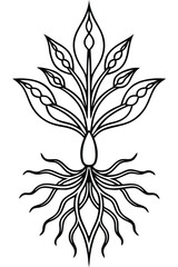 Fancy Botanical Roots Design on White Background