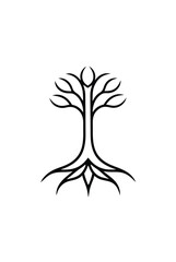Minimal Tree Roots Icon on White Background