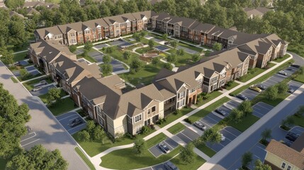 Blueprint of multi-family housing project showing apartment layouts and common spaces