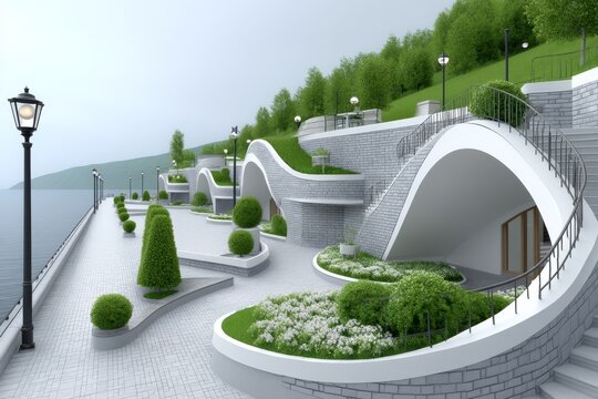 A coastal road system with cliffside curves and a panoramic ocean view
