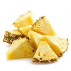 Fresh and Juicy Pineapple Slices on White Surface Background