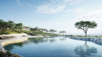 Concept design for a coastal real estate project featuring modern homes and stunning ocean views