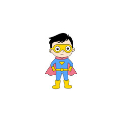 Cute Adorable Superhero Boy Character. Cartoon Style Illustration