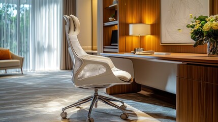 Modern executive office chair in a luxurious home office