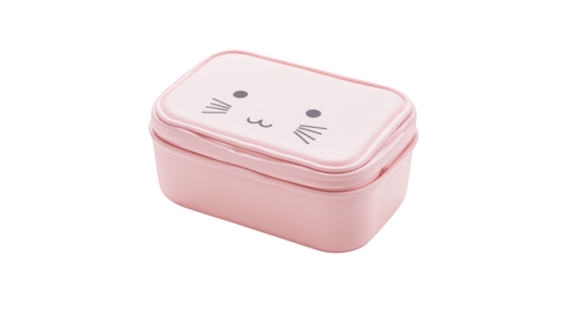 Adorable pink cat face lunchbox, the perfect mealtime companion for kids cute - Powered by Adobe