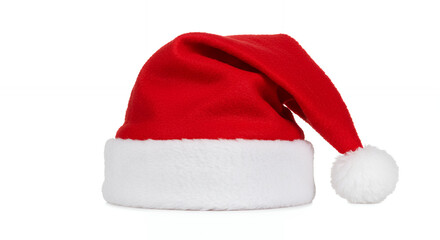 Festive Fun: Red Santa Hat on White Background - Holiday Cheer, Christmas Icon & Seasonal Decor!