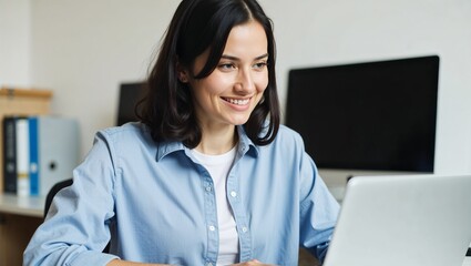 a young woman working at a desk