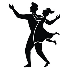 Silhouette of a Man and Woman Dancing, Romantic Couple in Motion