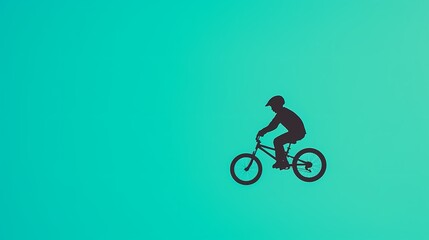 BMX Silhouette, Action and Adventure, Silhouette of BMX rider on teal background