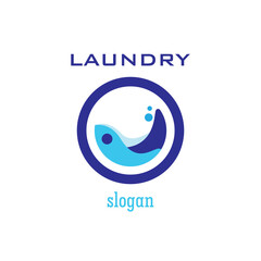 Laundry Logo Illustration. Blue colors, vector element, modern, urban, minimalist and professional branding, 
Washing machine cycling symbol.