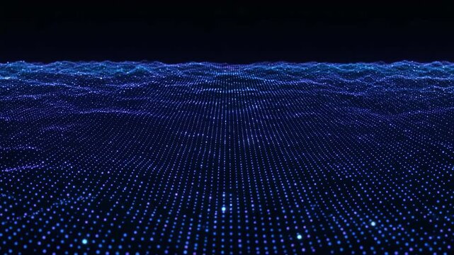 Matrix-like grid of dynamic pulses in cool blue tones, digital background  