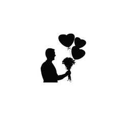 a man with happy sweetest day silhouette on white background