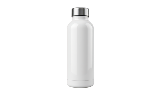 Hydration companion, stylish white water bottle with black lid for onthego refreshment