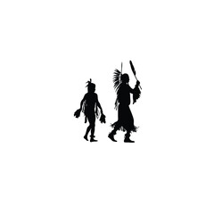 Chumash Day Powwow silhouette on white background