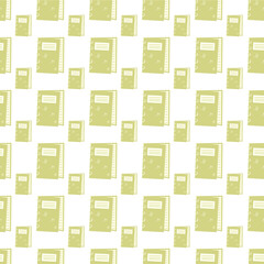 Pattern with green notebooks, seamless pattern for design, flat illustration.