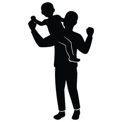 A Father's Joy Silhouette Illustration of a Dad Holding His Child